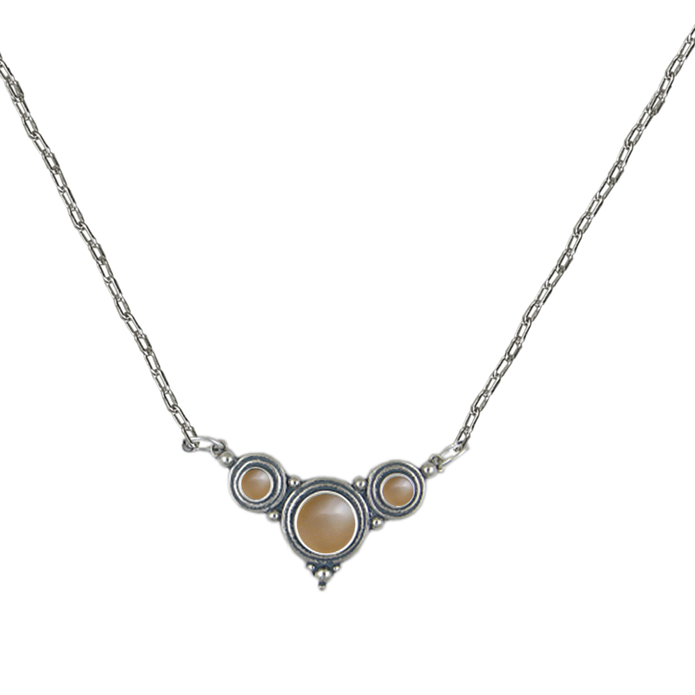 Sterling Silver Gemstone Necklace With Peach Moonstone